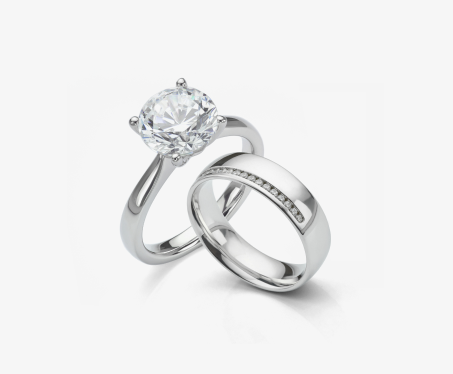 Diamond engagement ring and wedding band