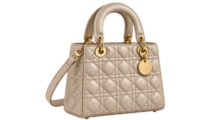 A structured lady-style handbag with cannage stitching