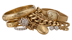 A family collection of older gold and diamond jewelry