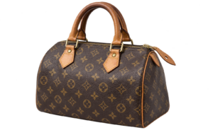A brown monogram-canvas style handbag